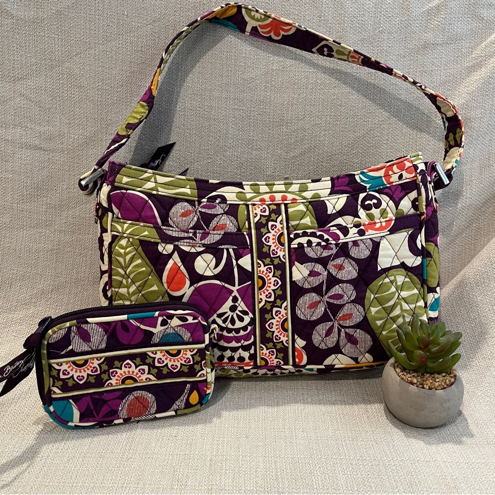 Vibrant Purple Vera Bradley Shoulder  Bag with matching accessory